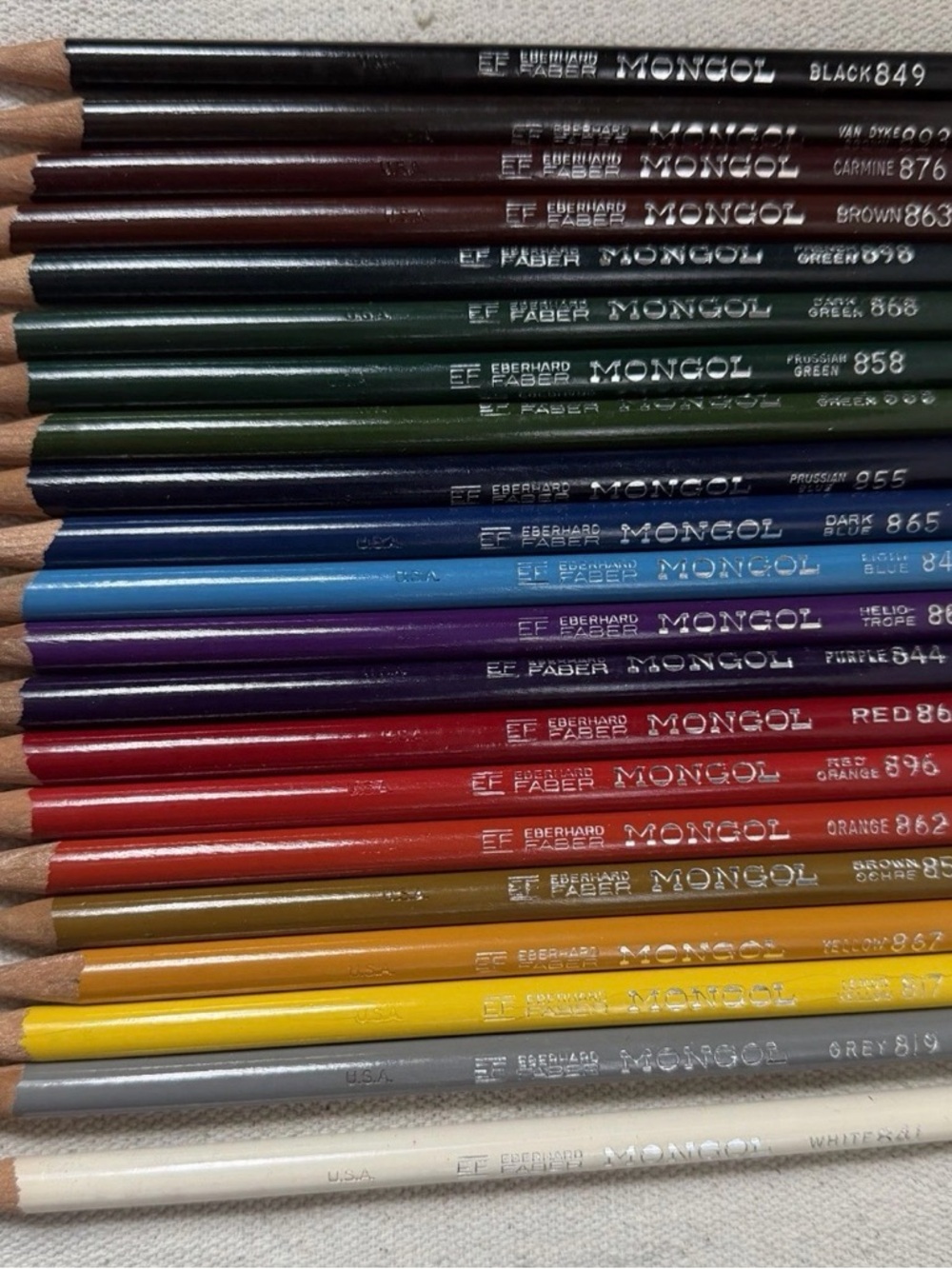 Vintage Eberhard Faber Mongol Colored Pencils Set of 19 Assorted Colors USA Made